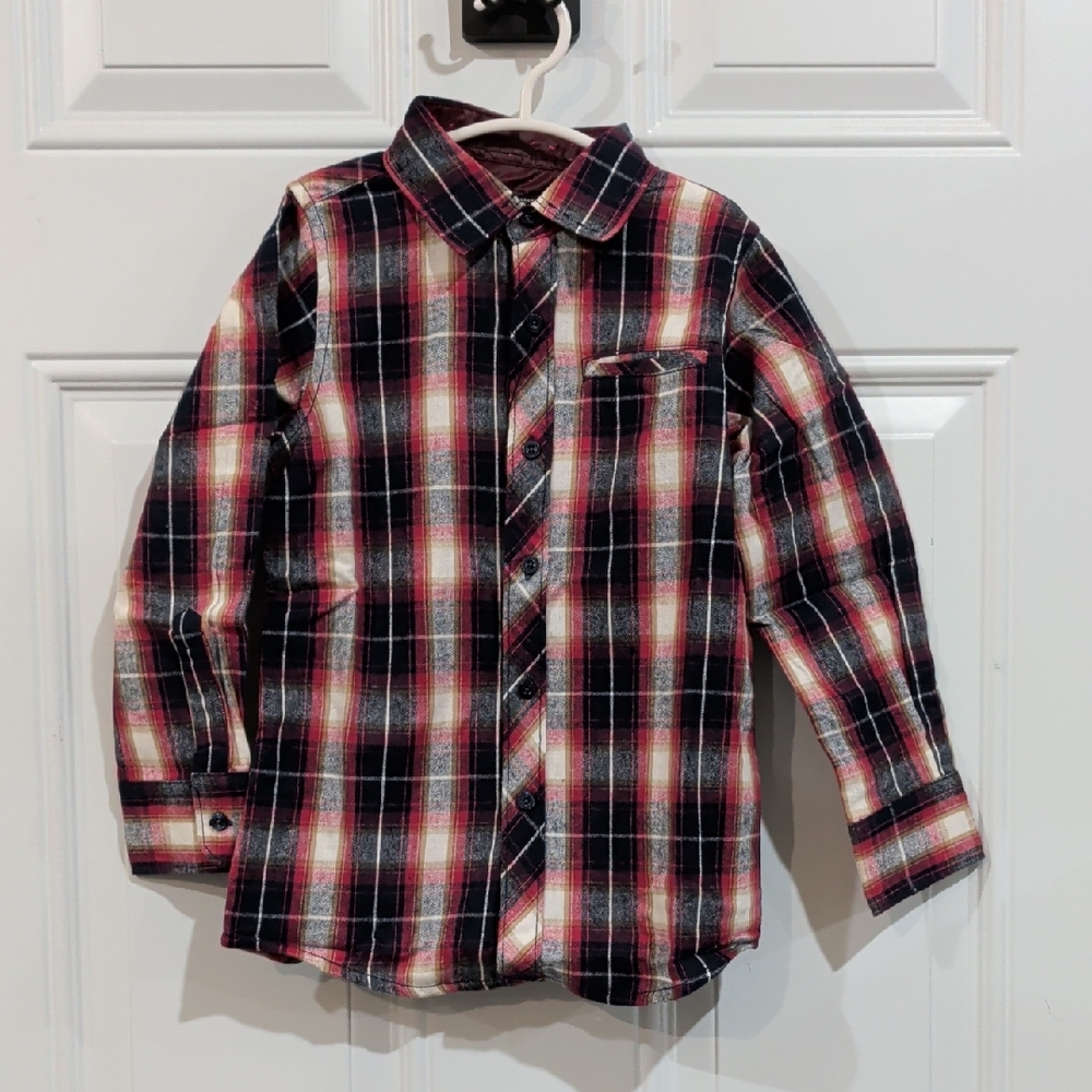 Boys DaVinci True Vintage Long Sleeve Button Down Red Plaid Sizes 4 & 7